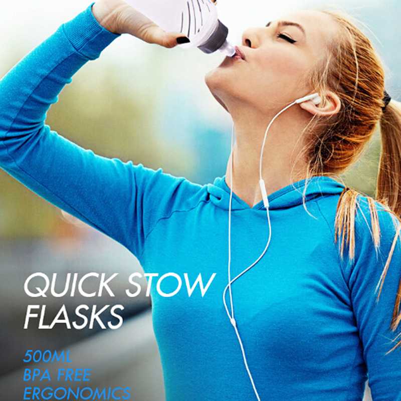 

450ml / 500ml Water Bottle TPU BPA Free Soft Flask Folding Collapsible Vest Marathon For Running Hydration Pack Waist Bag, Blue