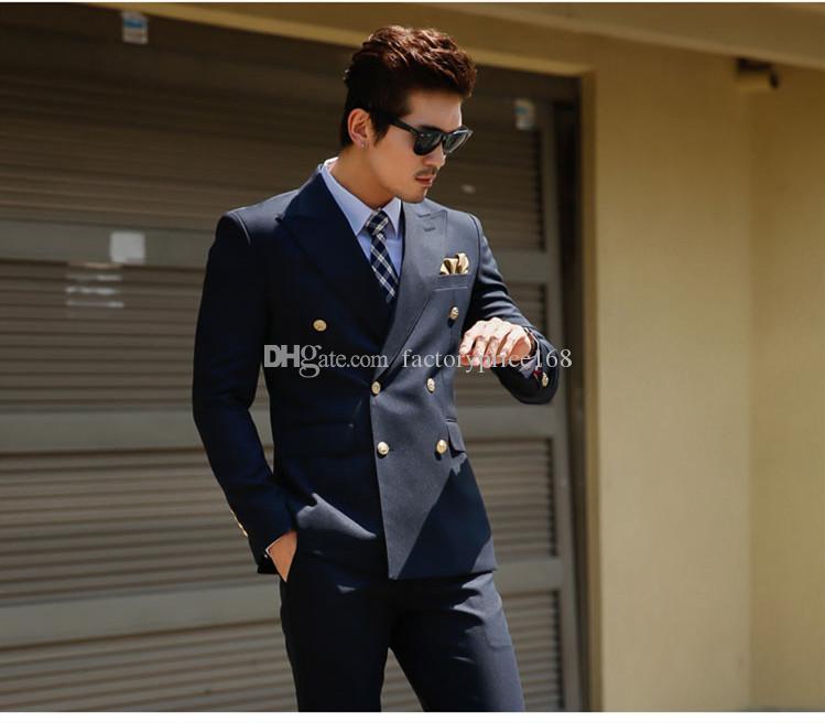 

Popular Double-Breasted Groomsmen Peak Lapel (Jacket+Pants+Tie) Groom Tuxedos Groomsmen Best Man Suit Mens Wedding Suits Bridegroom A252, Same as image