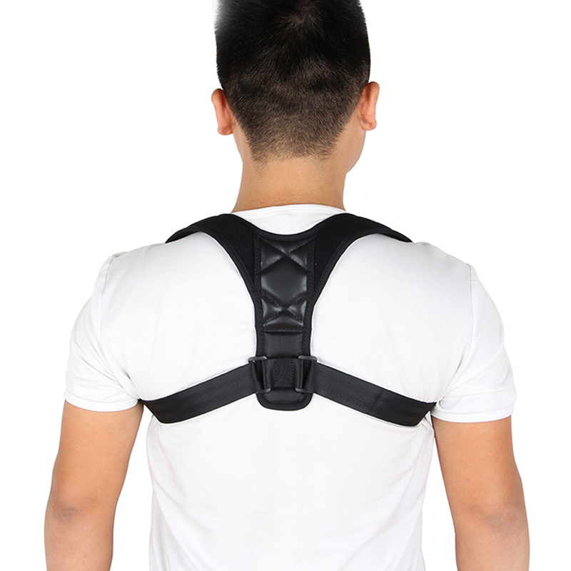 

Bone Posture Corrector Kyphosis Adjustable Lock Female Male Universal Upper Back Support Shoulder Support Strap, Black
