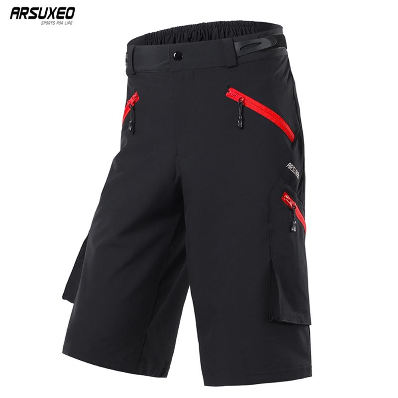 

ARSUXEO Mens Outdoor Sports Cycling Shorts Downhill MTB Pockets Shorts Mountain Bike Hiking Fishing Water Resistant 1705, 1705 gray