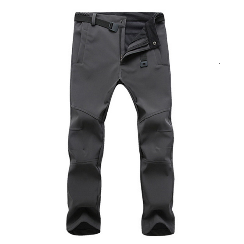 

Autumn Winter Hiking Mens Pants Softshell Fleece Outdoor Trousers Waterproof Snow Gym Pants Trousers Male Plus Size High Quality SH190915, Grey