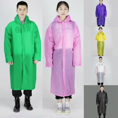 

Unisex Waterproof Jacket EVA Button Hooded Raincoat Rain Coat Poncho Rainwear, Grey