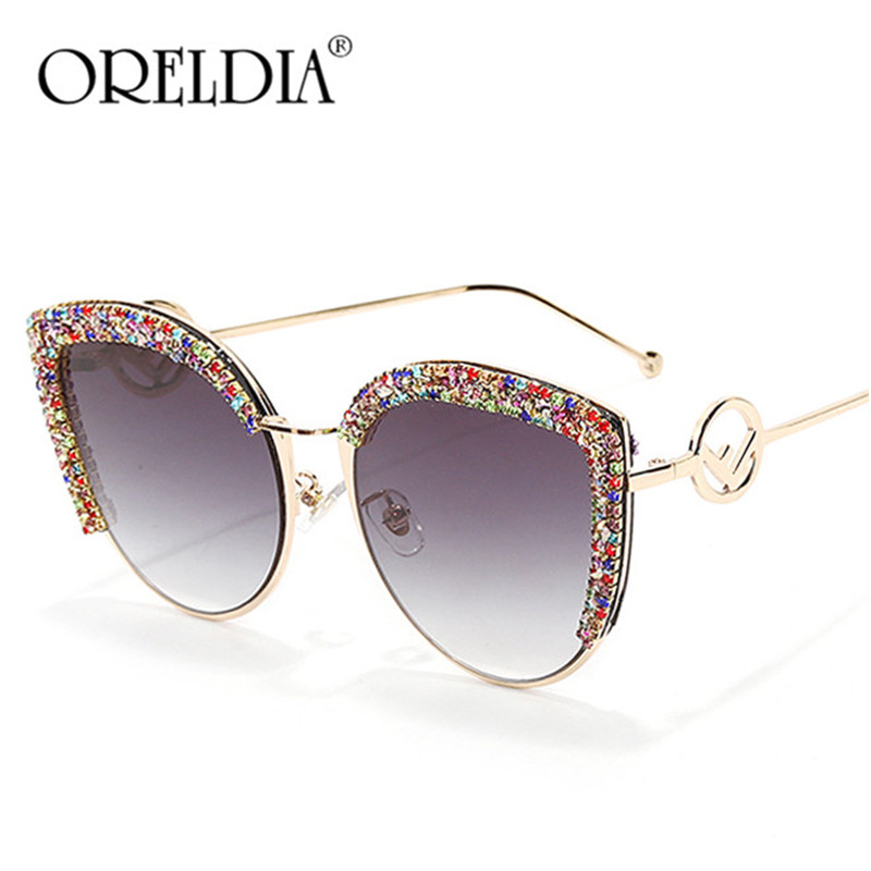 

Luxury Rhinestone Cat Eye Sunglasses Women 2020 Vintage Brand Designer Cateye Sun Glasses Bling Metal Glasses Men Female Shades, White;black