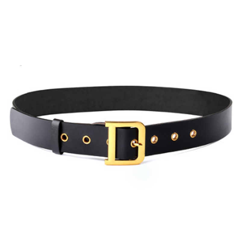 

NEW 100% Genuine Leather Belts Luxury Designer Metal Buckle belt women girls retro vintage large belt for jean black coffee red Y191130