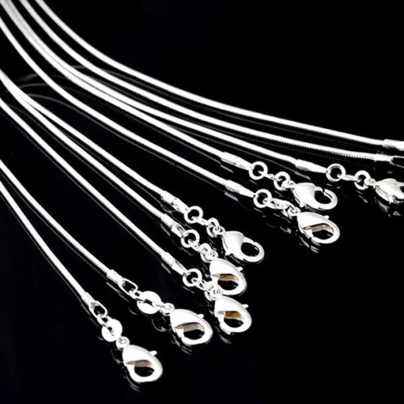 

10pcs Sell Silver Snake Chain Necklace silver plated necklace, Snake Chain 1mm Necklace 16 18 20 inch Jewelry HOT