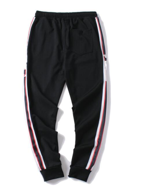 

Mens Luxury Jogger Pants New Branded Drawstring Sports Pants High Fashion 4 Colors Side Stripe Designer Joggers, Black