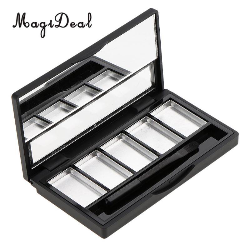 

MagiDeal Empty Makeup Palette Eyeshadow Blush Lip Gloss DIY Case with Mirror 5 Slots Refill Makeup Palette