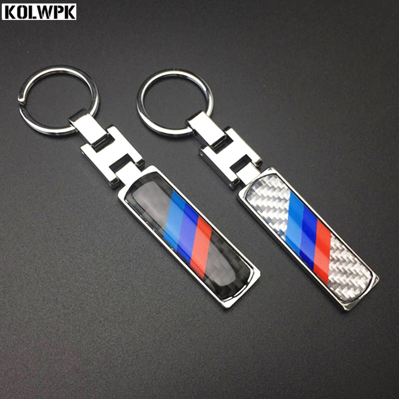1pcs NEW Carbon Fibre Metal Car M Power Key Ring KeyChain for BMW E46 E39 E60 F30 E90 F10 E36 X5 E30 E34 Key Case Key Holder