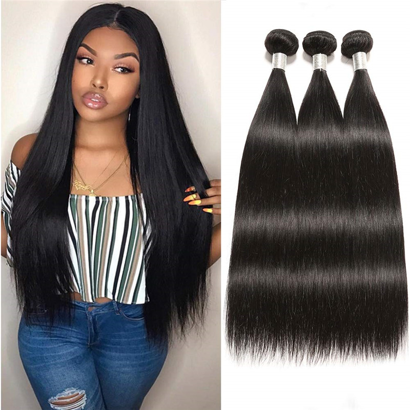 

9A Mink Brazilian Virgin Human Hair Weave Bundles 1 Piece Unprocessed Straight hair Weft Extensions Natural Black Color