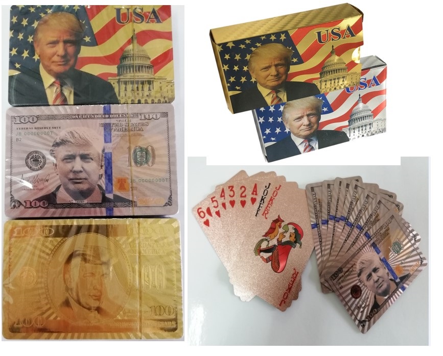 

new hot Donald Trump 24K Gold Playing Cards Poker Game Deck Gold Foil Poker Set Plastic Magic Card Waterproof Cards Magic