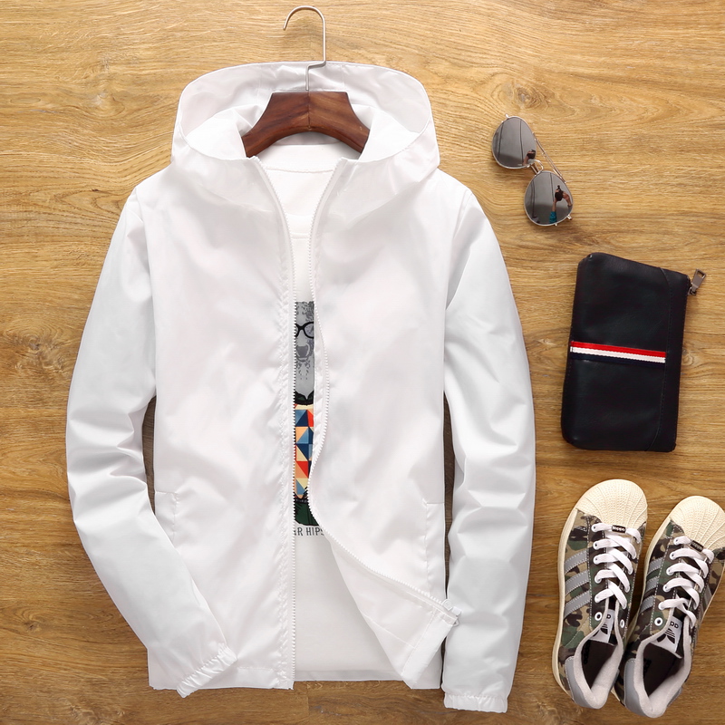 Large Size 6XL Spring and Summer New Bomber Jacket Men's Casual Solid Color Windbreaker Zipper Thin Section Hooded Jacket Men