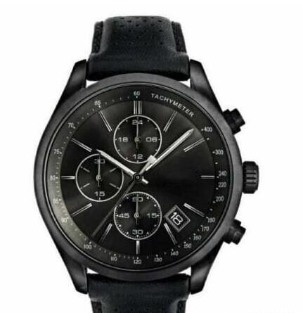 

Fashion Quartz Chronograph Men's Watch Tachymeter Leather Strap Watch 1513474+box, Slivery;brown