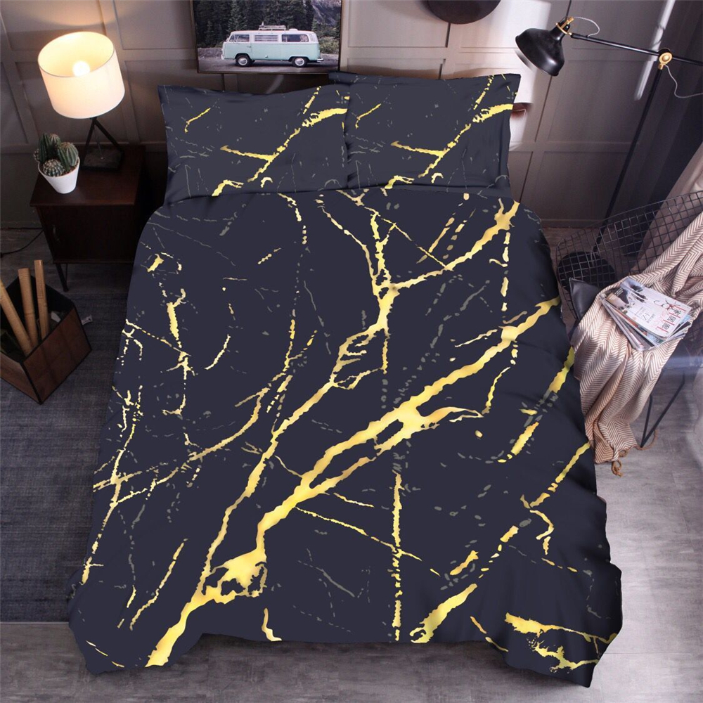 

Nordic Simple Bedclothes Digital Printing Colorful Marbling Duvet Cover Set Home Textile Soft Comfortable Adults Bedding Set, No.3
