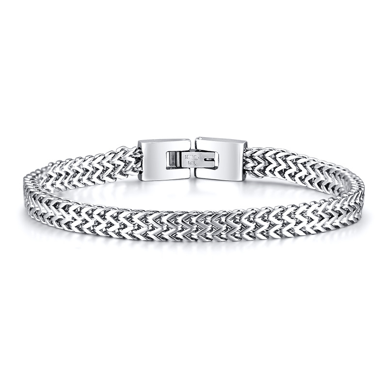 

Link, Chain Bali Foxtail Bracelet Stainless Steel Silver Color For Men Double Links Brazalete 8.3inch 7.7inch Husbands Gifts