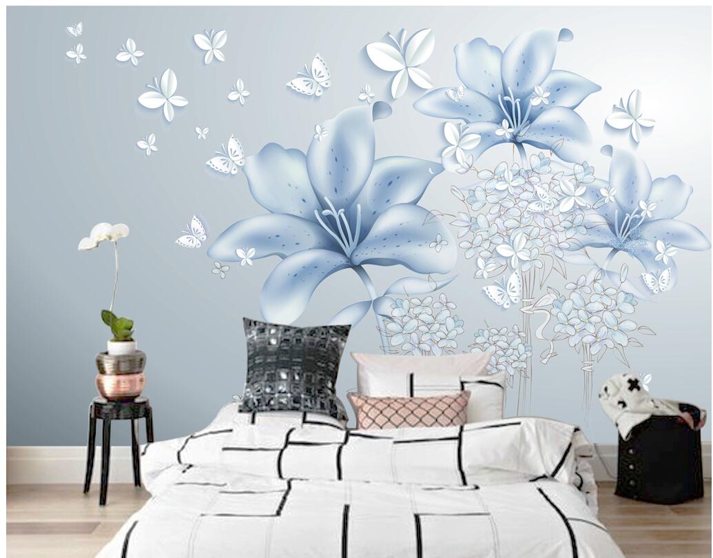 

3d photo wallpaper custom mural on the wall Small fresh and simple European style wall Home decor living room wallpaper for walls 3 d, Sky blue