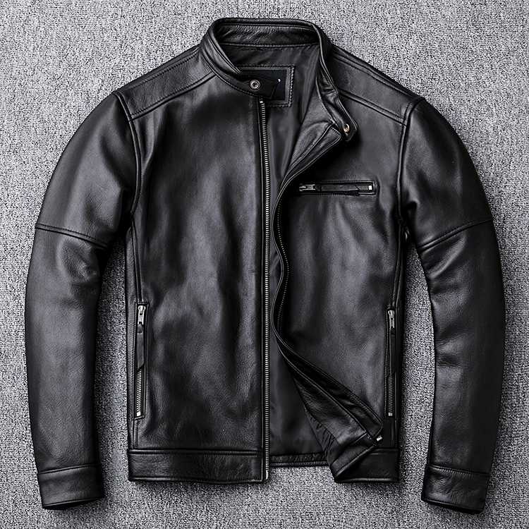 

Free shipping.classic casual style,Plus size cowhide Jackets,men slim 100% genuine Leather jacket.super sales leather coat,sales, Black