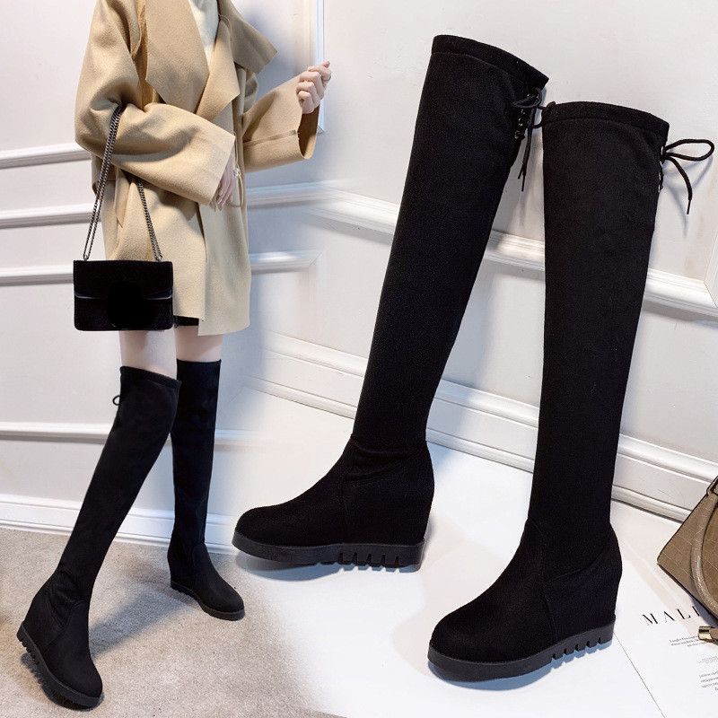 

Wedge Boots Women Shoes Autumn Sexy Thigh High Heels High Sexy Round Toe Booties Ladies Boots-women Winter Footwear Lace Up