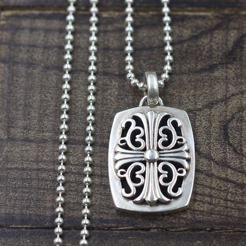 Personalized new 925 sterling silver jewelry vintage style antique silver hand-made necklaces with hollow cross punk pendant Without Chain!-image-532009079