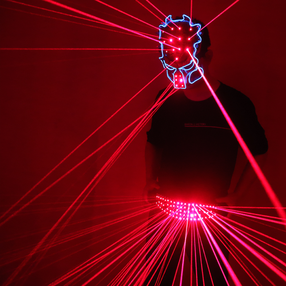Red Laser Belt Mask LED Glowing girdle dj Disco Dance Clothing Ballroom Singer Disco Laser Man vest suit-image-538064555