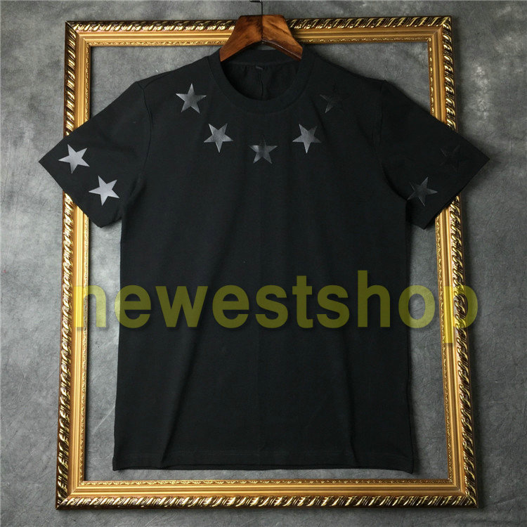 

Spring summer Top Mens TShirts short sleeves black White five pointed star T Shirt Designer t-shirts Tee round neck fashion T-Shirt, White;black