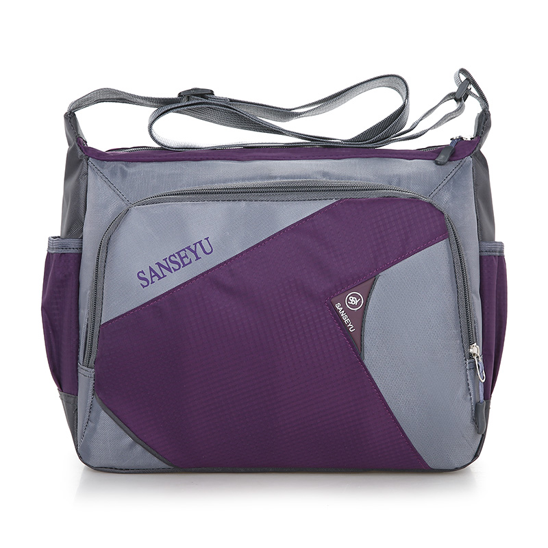 

Patchwork geometric Shoulder Bags for Women Waterproof Nylon Handbag Zipper Purses Messenger Crossbody Bag sac a main, Black