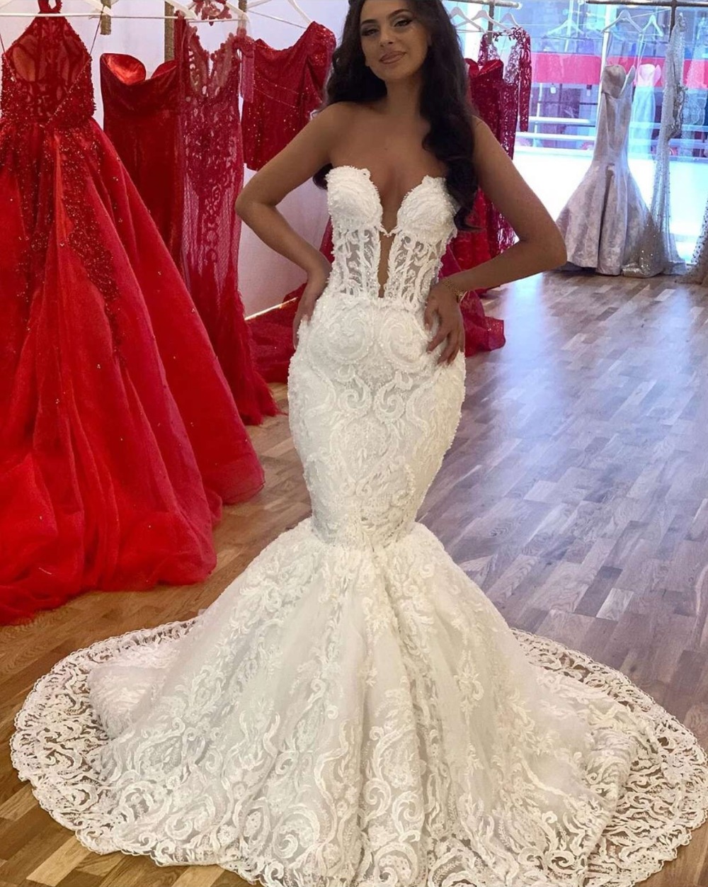 Sexy Mermaid Wedding Dresses Beaded Vintage Sweetheart Plus Size Beach Bohemian Bridal Gown Chapel Train Open Back