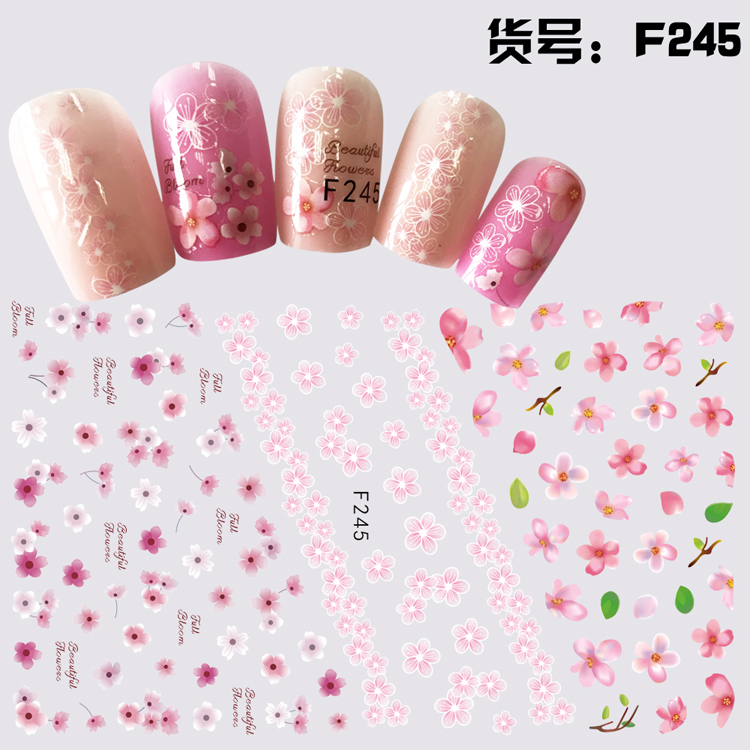 

5sheet 10ype Japanese Ultrathin Plant flowers Nail Stickers Designs Gummed 3D Nail Art Stickers Decals Decoration F241-250, Mixed 5sheet
