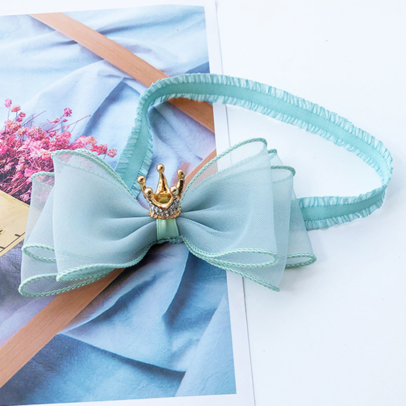 

Baby Kids Children Cute Bowknot Hair Clips Shiny Crown Headband Girls Hairpin Hair Clasp Lace Elastic Princess Accessories, White