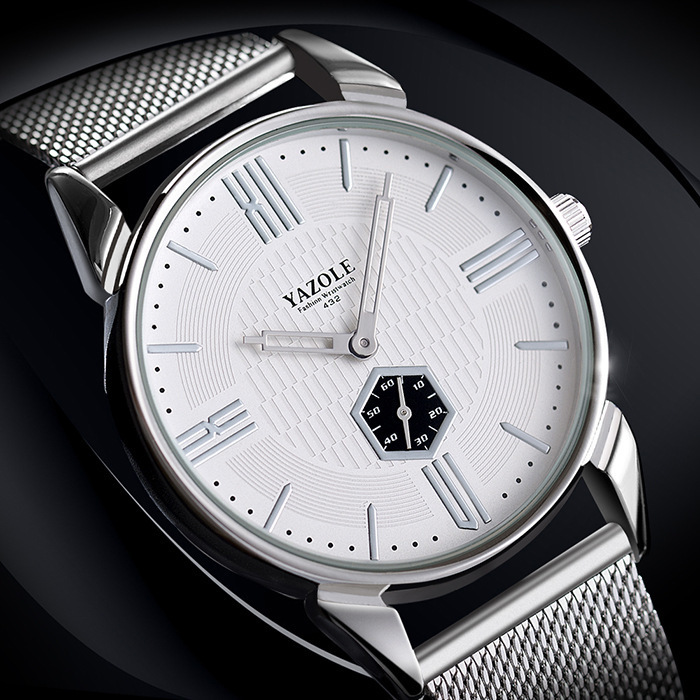 

YAZOLE New Pattern Heat Sell Man Wrist Watch Fashion Leisure Time Steel Bring Wrist Watch Quartz Watch Bracelet Surface, Silver