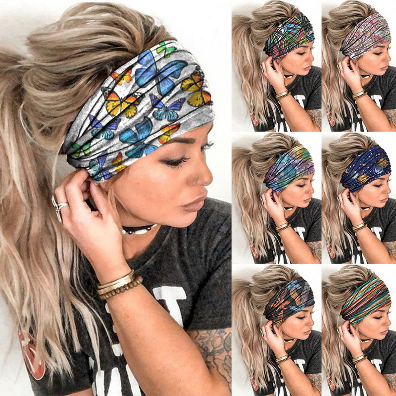 

Women Headpiece Stretch 2020 Turban Hair Accessories Headwear Yoga Run Bandage Hair Bands Headbands Wide Headwrap, White