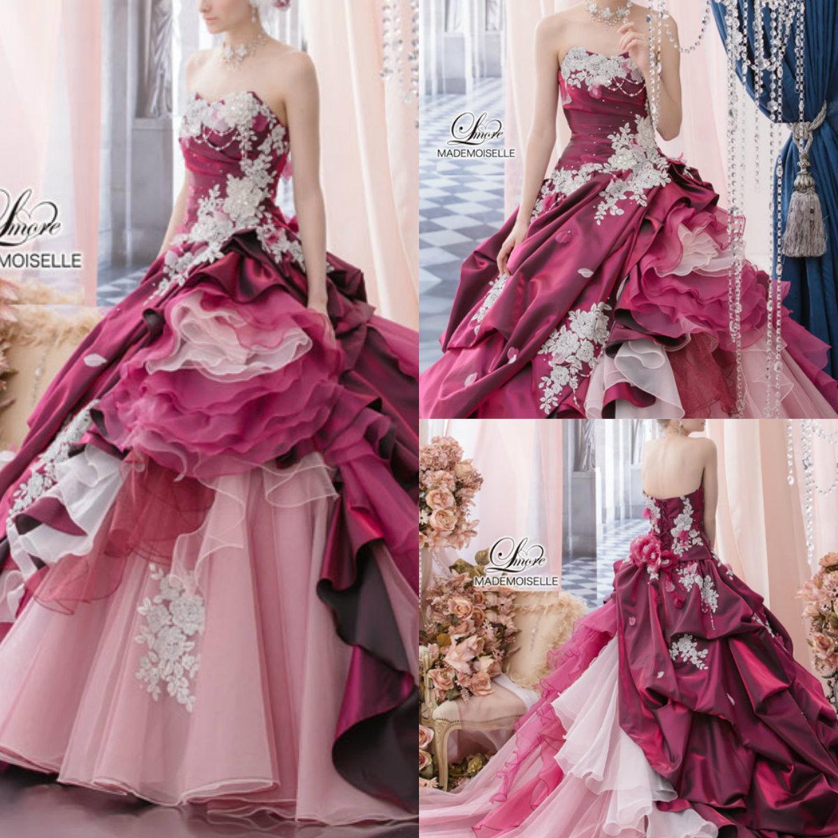 

Stella De Libero Quinceanera Dresses Sweetheart Flower Appliqued Lace Up Prom Dress Party Wear Tiered Skirts Ruffles Formal Party Gowns, Burgundy