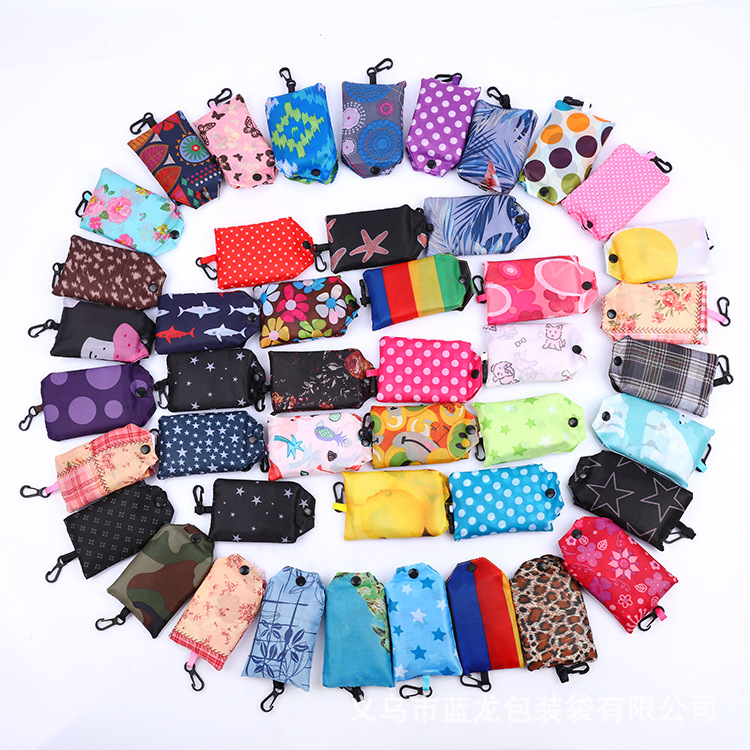 

Folding shopping bag Creative flower gift green bag 190T polyester storage handbag
