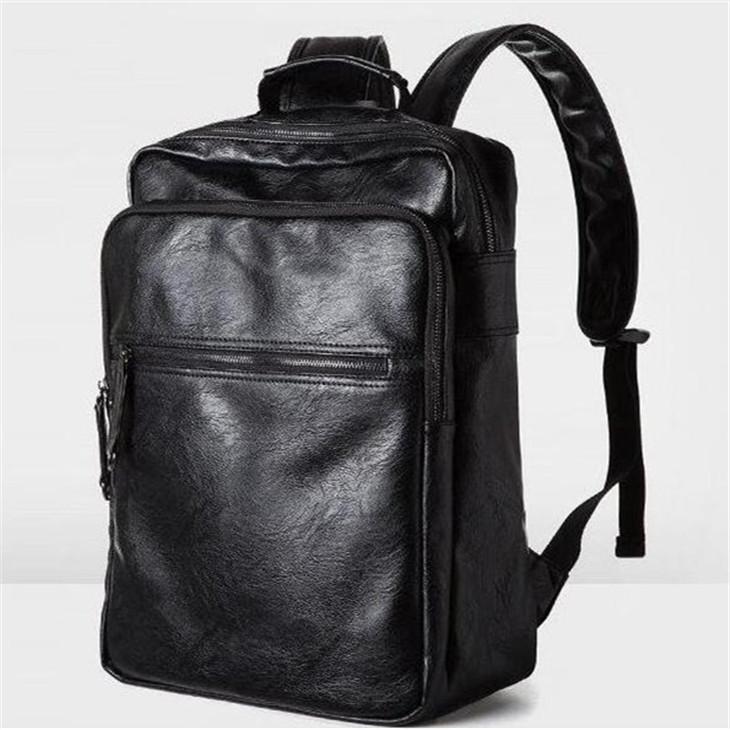 

Factory wholesale Europe college men bag wind leisure brand backpack for male and female students wear flexible leather ba, Black