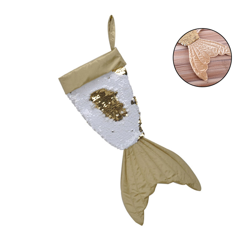 

16 Inch Sparkly Tail Christmas Stocking Sequins Holiday Stockings Christmas Decor HUG-Deals