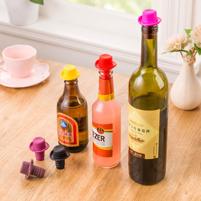 

New Creative Silicone Wine Bottle Hat Stoppers Preservation Beer Lid Beverage Closures seasoning Bottle kitchen Bar Tools