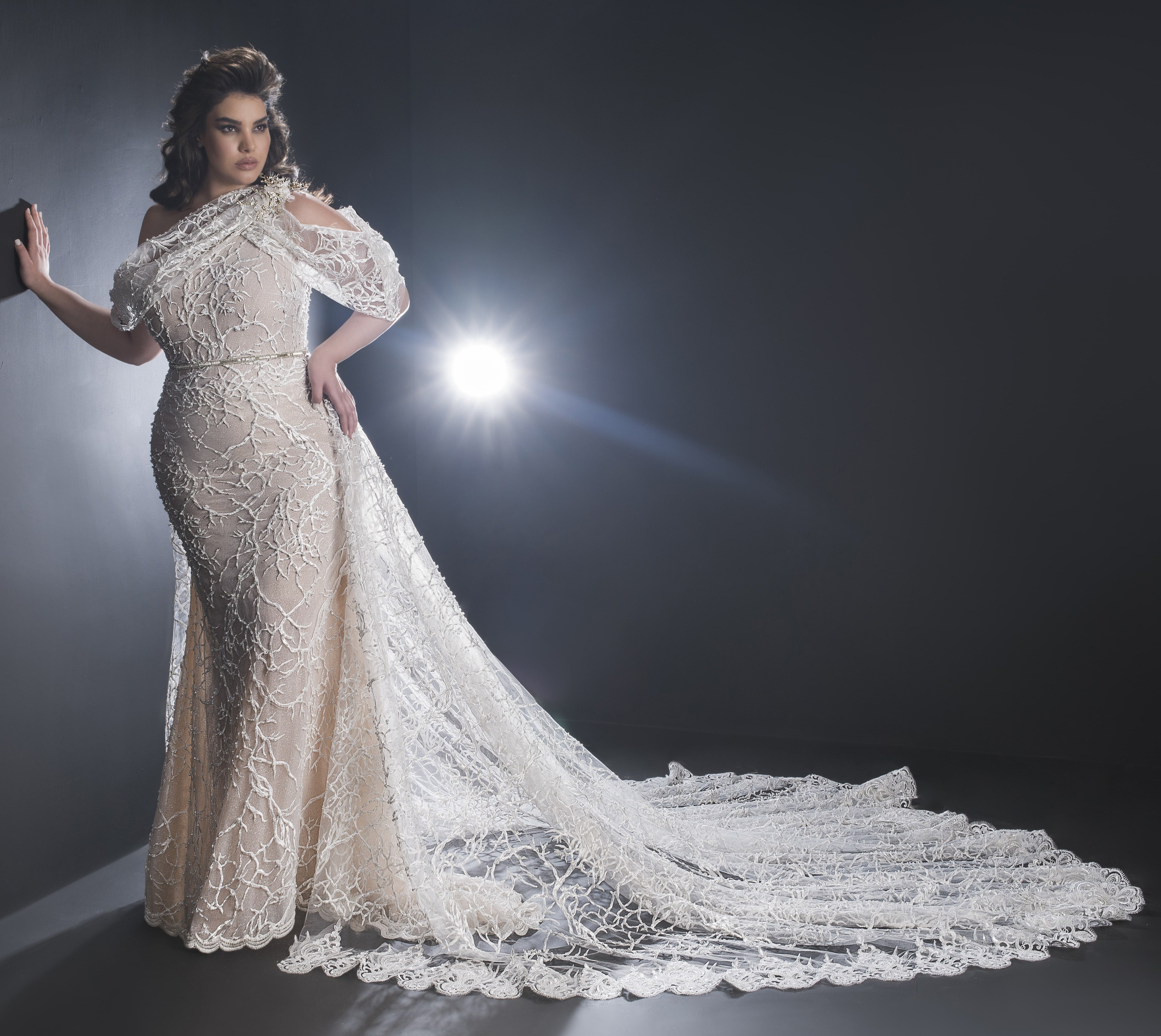 

2020 Mermaid Wedding Dresses With Long Train One Shoulder Beads Appliques Lace Wedding Dresses Sweep Train Vestidos De Novia, Light sky blue