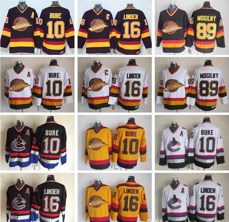 

16 Trevor Linden Jersey Men Vancouver Canucks Vintage CCM Hockey Jerseys 10 Pavel Bure 89 Alexander Mogilny Stitched Black White, Colour 3