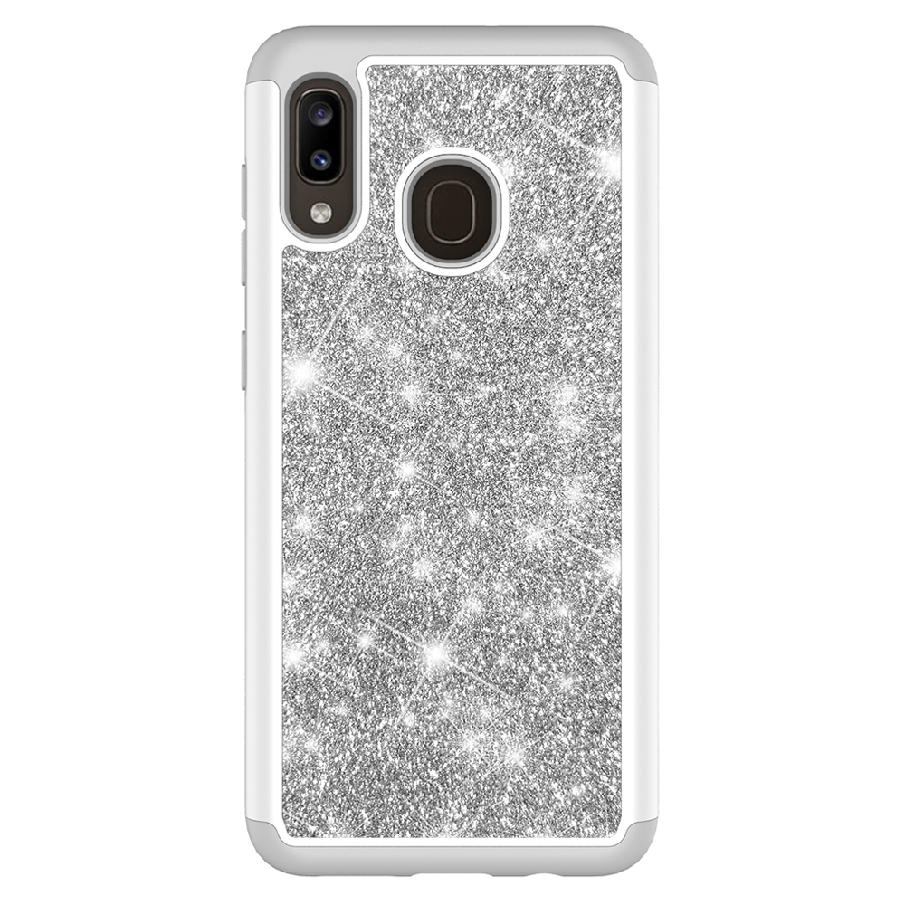 

2 in 1 bling Sequin Case For Samsung Galaxy A20 A30 Confetti Flake Chromed Soft TPU Sparkle Foil Metallic Luxury Shinny Cover, Rose red