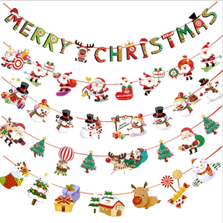 

Christmas Decoration Banner Flag New Year Party Decoration Santa Snowman Parachute Flags Garlands Christmas Decor Navidad Natal