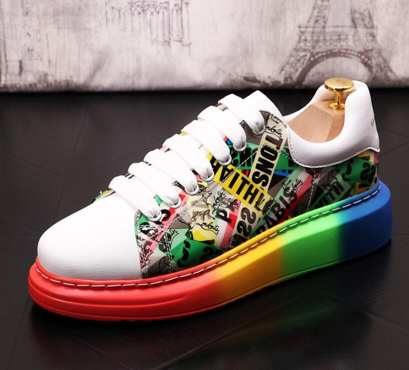 

Luxury Designer Men Casual Shoes Fashion Graffiti printing young punk loafers Men trainers breathable student board shoe