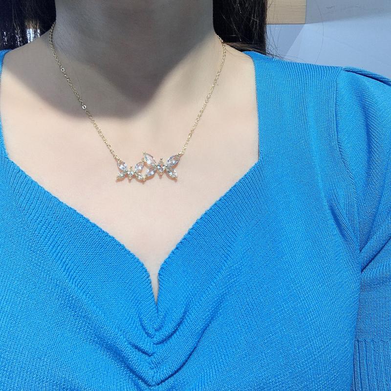 

Pendant Necklaces 2021 Korean Design Fashion Jewelry Shiny Zircon Butterfly Elegant Female Clavicle Necklace