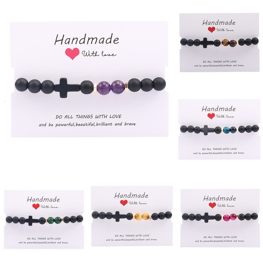 

Jewellery 8 Manual A String Of Beads Elastic Force Bracelet Hand String Hand Decorate Cross Natural Stone Sand Tigereye Bead Bracelet Mm