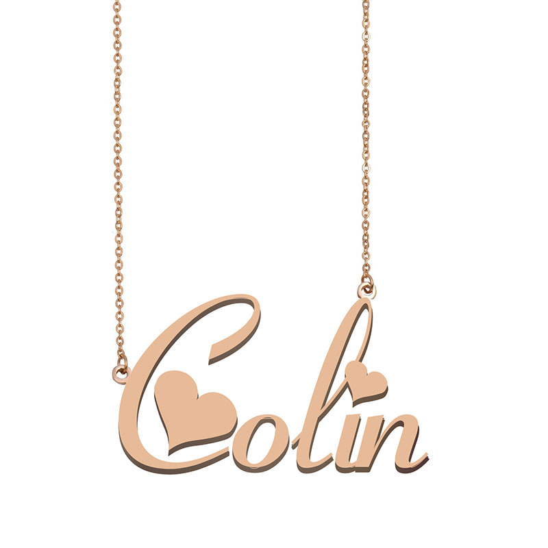 Colin Name Necklace Pendant for Women Girls Birthday Gift Custom Nameplate Kids Best Friends Jewelry 18k Gold Plated Stainless Steel-image-530537227