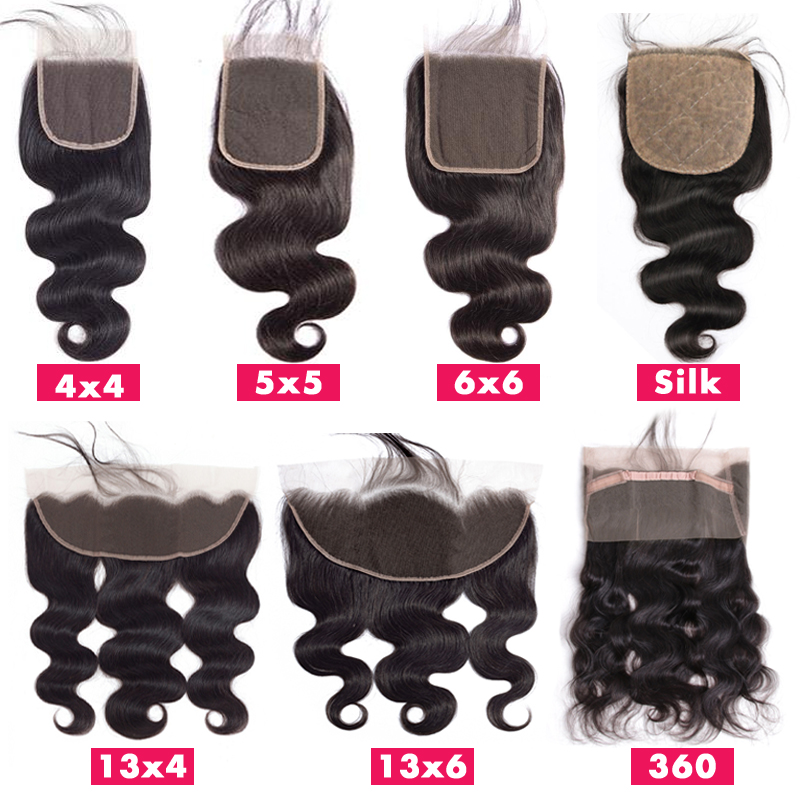 

Top Lace Closure 4x4 5x5 6x6 13x4 13x6 360 frontal swiss lace hair piece Glamorous Brazilian Body Wave Human Hair Closure, Natural color