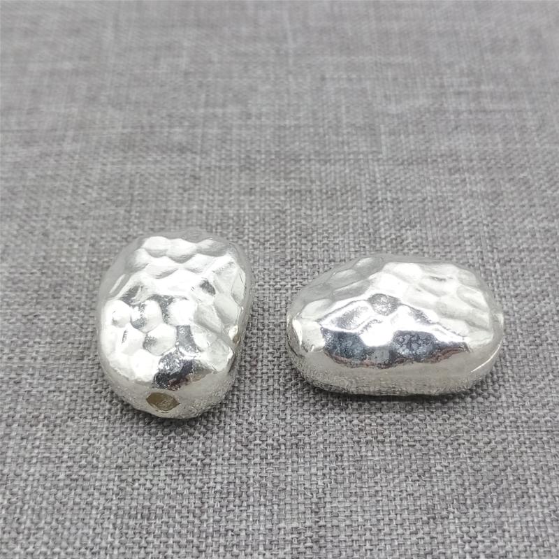 

Other 925 Sterling Silver Hammered Nugget Bead Shiny Plain Spacer For Bracelet