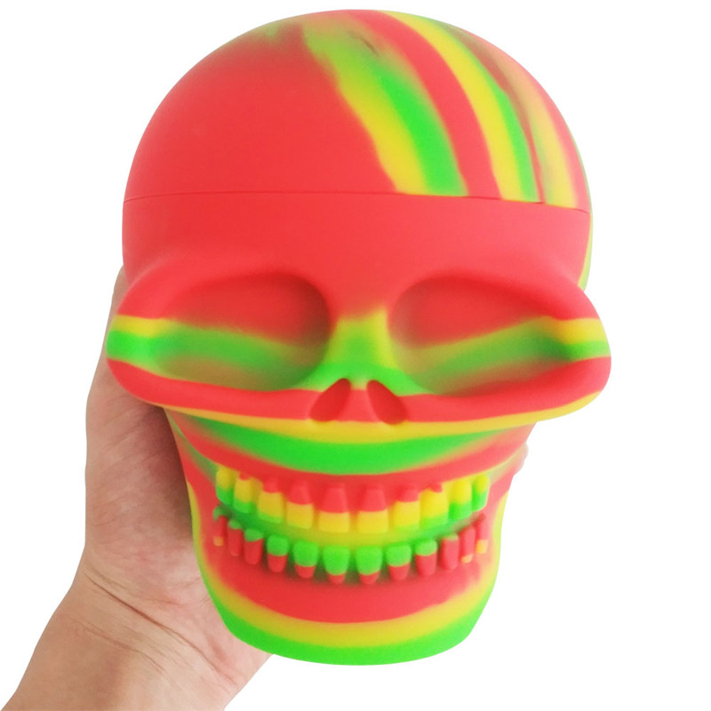 

Silicone Containers Jar Box 500ml Skull-shape Container Assorted Color Silicone Containers For Dab Storage Container Wax Concentrate Jar