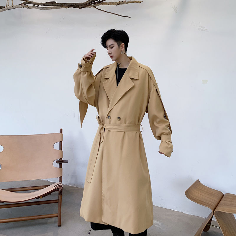 

2020 Spring And Autumn New Youth Popular Solid Color Shoulder Patchwork Loose Trench Coat Fashion Casual Mid-length Top, Khaki