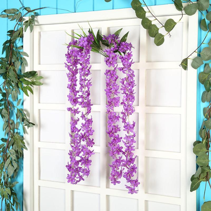 

93cm long Artificial Wisteria Vine Silk Flower Hydrangea rattan DIY Wedding birthday party Wall Decor background flowers, Beige