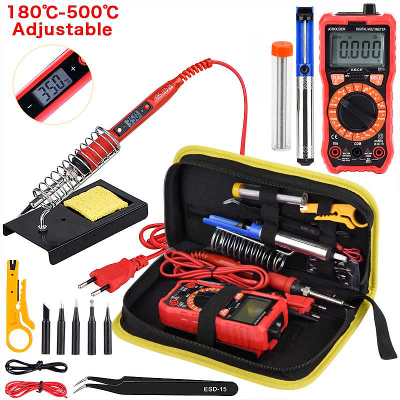 

JCD Soldering iron kit with Digital Multimeter Auto Ranging 6000 counts AC/DC 80W 220V Adjustable Temperature welding solder tip