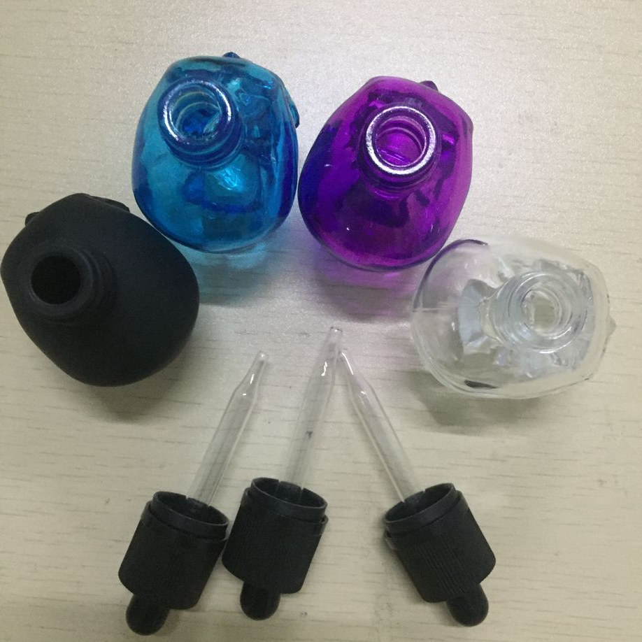 

8colors 30ml skull empty glass bottle jars eye dropper essential oil glass bottles with childproof tamper evident cap for ejuice vape jar